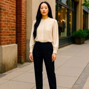 VINTAGE! Neil Martin Women's 8 Butter Yellow Pleated Long Sleeve Blouse Casual